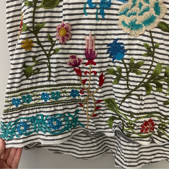 Johnny Was Sheri Everyday Embroidered Striped Tee - Picture 4 of 6